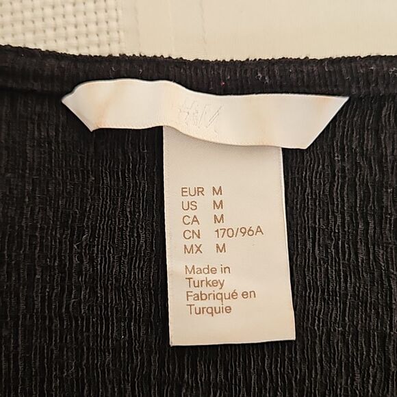 H&M Ruffled Long Sleeves Top Medium Black - Picture 7 of 16